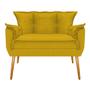 Imagem de Conjunto Namoradeira e 2 Poltronas Decorativas Apolo Pés Palito Mel material sintético Amarelo