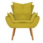 Imagem de Conjunto Namoradeira, Poltrona e Puff Fenzzi Pés Palito Mel Sala de Espera Suede Amarelo - KDAcanto Móveis