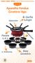 Imagem de Conjunto Panela Fondue Aparelho Giratório 16 pc Aspen Completo Kit Fundi Carrossel c/ Rechaud Receitas Doce