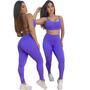 Imagem de Conjunto Para Academia Poliamida Calça Legging e Top Costas Abertas Lavanda