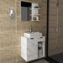 Imagem de Conjunto Para Banheiro Armarios Com Cuba E Espelho BN3 Marmore Branco Tecno Mobili