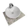 Conjunto para banheiro com cuba branca redonda tampo em granito espelheira suporte para toalha - aize. Imagem de Conjunto para banheiro com cuba branca redonda tampo em granito espelheira suporte para toalha
