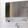 Imagem de Conjunto para Banheiro com Espelheira Eros e Gabinete Prime Prateleiras Organizadoras Estilo Retrô Diversas Cores