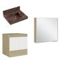 Imagem de Conjunto para Banheiro com Espelheira, Gabinete, Lavatório em Porcelanato com Cuba Esculpida