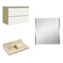 Imagem de Conjunto para Banheiro com Espelho, Gabinete e Lavatório em Porcelanato com Cuba Esculpida 80cm