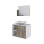 Imagem de Conjunto para Banheiro Gabinete com Cuba Folha L38 e Espelheira Soft 600   Branco com Carvalho Dark