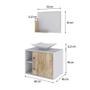 Imagem de Conjunto para Banheiro Gabinete com Cuba Folha L38 e Espelheira Soft 600   Branco com Carvalho