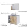 Imagem de Conjunto para Banheiro Gabinete com Cuba Folha L38 e Espelheira Soft 600   Branco com Carvalho