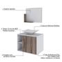 Imagem de Conjunto para Banheiro Gabinete com Cuba Folha L38 e Espelheira Soft 600   Branco com Nogal