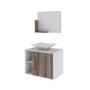 Imagem de Conjunto para Banheiro Gabinete com Cuba Folha L38 e Espelheira Soft 600   Branco com Nogal