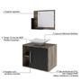 Imagem de Conjunto para Banheiro Gabinete com Cuba Folha L38 e Espelheira Soft 600  Carvalho Dark com Preto Ônix