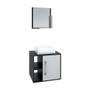 Imagem de Conjunto para Banheiro Gabinete com Cuba Q32 e Espelheira Soft 500  Preto Ônix com Branco