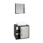 Imagem de Conjunto para Banheiro Gabinete com Cuba Q32 e Espelheira Soft 500  Preto Onix com Snow