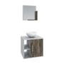 Imagem de Conjunto para Banheiro Gabinete com Cuba Redonda R30 e Espelheira Soft 500  Branco com Carvalho Dark
