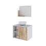 Imagem de Conjunto para Banheiro Gabinete com Cuba Redonda R30 e Espelheira Soft 600  Branco com Carvalho
