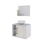 Imagem de Conjunto para Banheiro Gabinete com Cuba Redonda R30 e Espelheira Soft 600  Branco com Snow