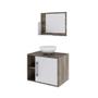 Imagem de Conjunto para Banheiro Gabinete com Cuba Redonda R30 e Espelheira Soft 600  Carvalho Dark com Branco