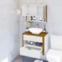 Imagem de Conjunto para Banheiro Santorini com Cuba e Espelheira Canto Curvo Branco/Naturalle