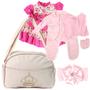 Conjunto para Bebê Reborn com Roupinha e Bolsa Maternidade Bege Imagem de Conjunto para Bebê Reborn com Roupinha e Bolsa Maternidade Bege
