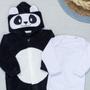 Imagem de Conjunto para Bebês em Suedine e Plush Bordado Panda - Preto