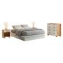 Imagem de Conjunto para Quarto Base Cama com Cômoda e 2 Mesas de Cabeceira MDF Off White Dalla Costa