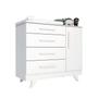 Imagem de Conjunto para Quarto de Bebê com Cômoda 1 Porta 4 Gavetas e Berço Mini Cama Retrô Móveis Peroba Branco Brilho