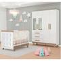 Imagem de Conjunto para Quarto de Bebê com Guarda Roupa com Janela e Berço com Capitone Retrô Móveis Peroba Branco Brilho/Carvalho/material sintético Branco