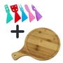 Imagem de Conjunto Para Queijo Com 5 Talheres E Tabua Em Bambu Redondo
