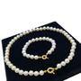 Imagem de Conjunto Pérola Colar 8mm 45cm Pulseira 6 ou 8mm Banho De Ouro 4819