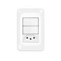 Imagem de Conjunto Pial Pop 4X2 Branco Com Placa (2Simples+Tomada 10A) Lgx113