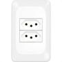 Imagem de Conjunto Pial Pop 4X2 Branco Com Placa (2Tomada 10A) Lgx303