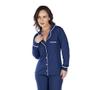 Imagem de Conjunto Pijama Feminino Inverno Longo Americano Blusa Com Botões Adulto Frio Marca Victory