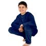 Imagem de Conjunto Pijama Infantil Longo Roupa de Dormir Inverno Fleece Azul Marinho (Tamanho 10)