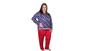 Imagem de Conjunto Pijama Liganete Longo Plus Size Frio Inverno Dormir Blusa Estampada Calça Lisa 50- 52- 54