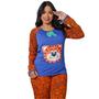 Imagem de Conjunto Pijama Manga Longa Divertido Tigre Diones Frio Camiseta Estampa Frontal