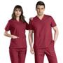 Imagem de Conjunto Pijama Scrub Cirúrgico Hospitalar Unissex Gabardine Marsala Rose Carcelin, Tecido não amassa PH - S