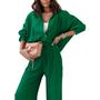 Imagem de Conjunto Plisse feminino Outfit Lizxun, de 2 peças, casual, verde, verão, S