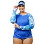 Imagem de Conjunto Plus Size  3 Peças Blusa UV + Calcinha Hotpant + Viseira Proteção Solar Piscina Vôlei Praia