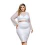 Imagem de Conjunto Plus Size 3 Peças Saia Top e Cropped 48 ao 52