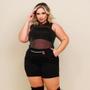 Imagem de Conjunto Plus Size Blusa de tule Cropped faixa + Short 0537