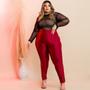 Imagem de Conjunto Plus Size Blusa Tule Calça Roupas Femininas