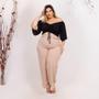 Imagem de Conjunto Plus Size C Cropped Manga Flare + Calça C Cinto 0480