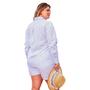 Imagem de Conjunto plus size camisa e shorts feminino listrado