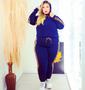 Imagem de Conjunto plus size casaco e calça detalhe onça inverno crepe bilcon roupas femininas