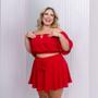 Imagem de Conjunto Plus Size Cropped Ciganinha + Short Saia Rodada 0563
