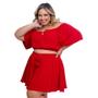 Imagem de Conjunto Plus Size Cropped Ciganinha + Short Saia Rodada 0563