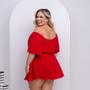 Imagem de Conjunto Plus Size Cropped Ciganinha + Short Saia Rodada 0563