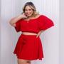 Imagem de Conjunto Plus Size Cropped Ciganinha + Short Saia Rodada 0563