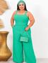 Imagem de Conjunto Plus Size Cropped Com Alcinha e Lastex e Calça Pantalona Forrada