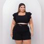 Imagem de Conjunto Plus Size Cropped Manga Babado + Short Botão 0497